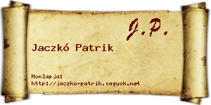 Jaczkó Patrik névjegykártya