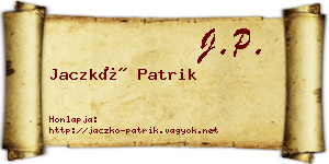 Jaczkó Patrik névjegykártya