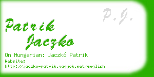 patrik jaczko business card
